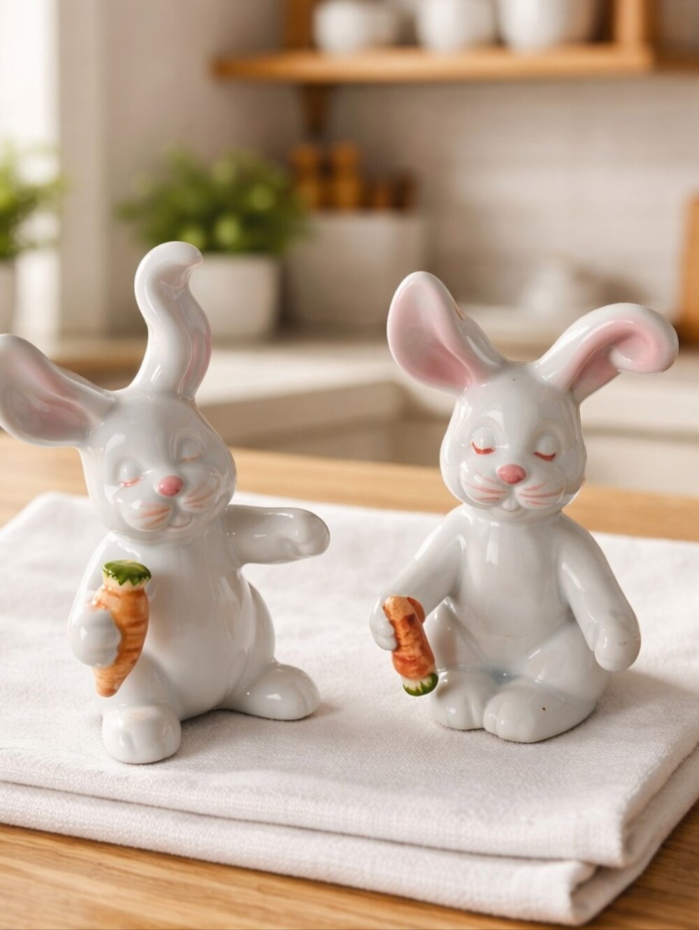 Vintage Fitz and Floyd Tumbling Bunnies Salt and Pepper Shakers